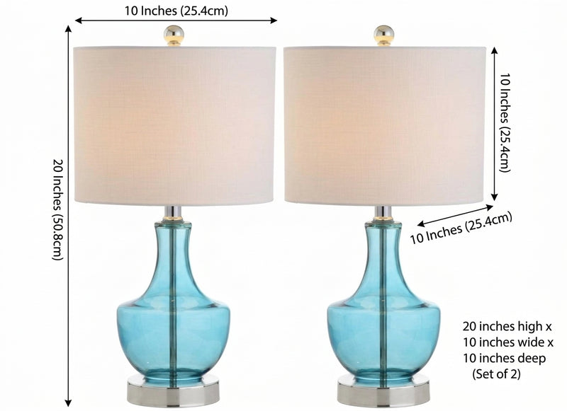 Colette 20" Mini Glass LED Table Lamp Amalfi Blue (Set of 2) – DIM