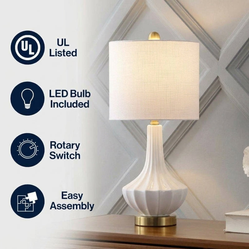 Parker 21.5" Ceramic Mini LED Table Lamp Brass/White – ICONS