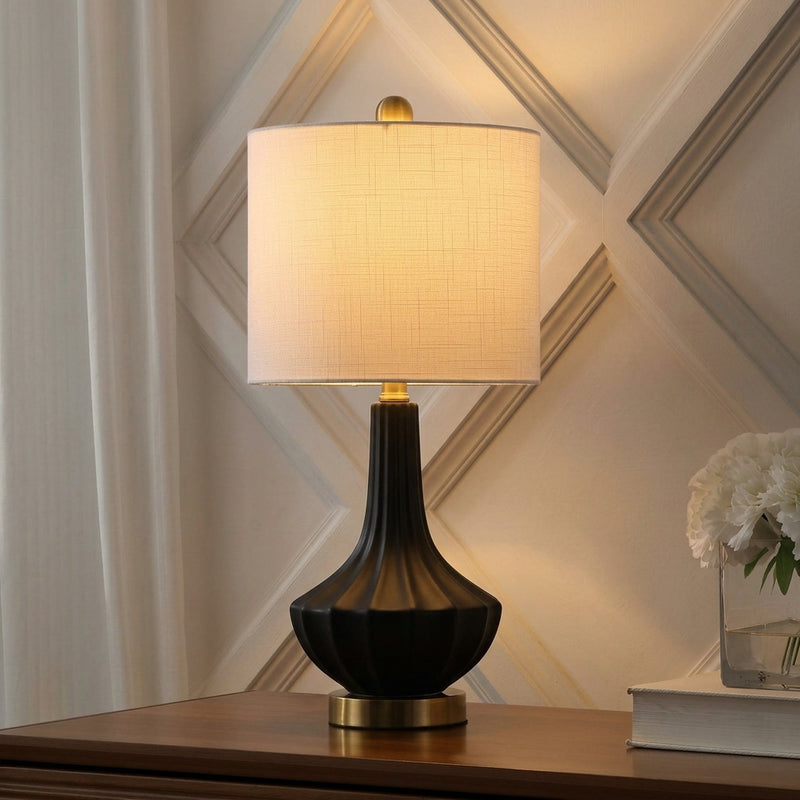 Parker 21.5" Ceramic Mini LED Table Lamp Brass/Black – AI-ON