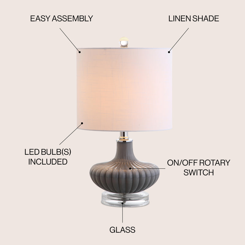 Kamille 18" Glass and Lucite LED Table Lamp - JONATHAN Y