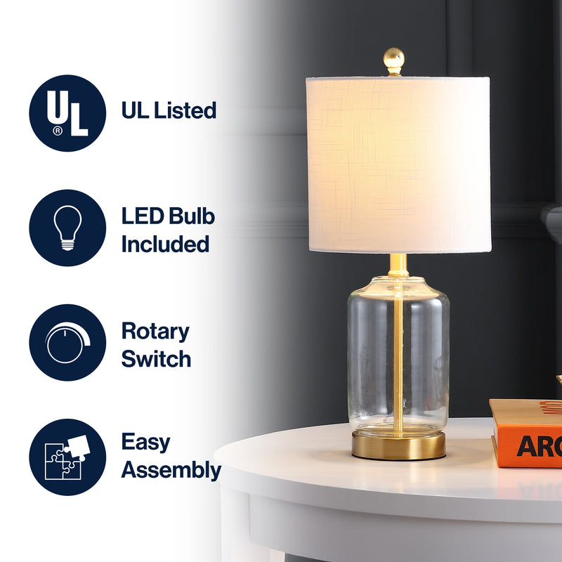 Duncan 20.5" Glass/Metal LED Table Lamp