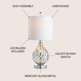 Lawrence 20.5" Glass/Metal LED Table Lamp - JONATHAN Y