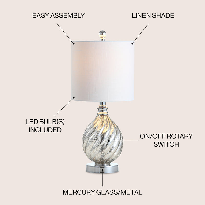 Lawrence 20.5" Glass/Metal LED Table Lamp - JONATHAN Y
