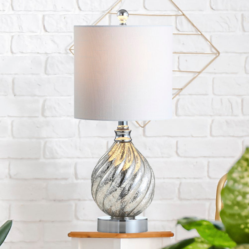 Lawrence 20.5" Glass/Metal LED Table Lamp - JONATHAN Y