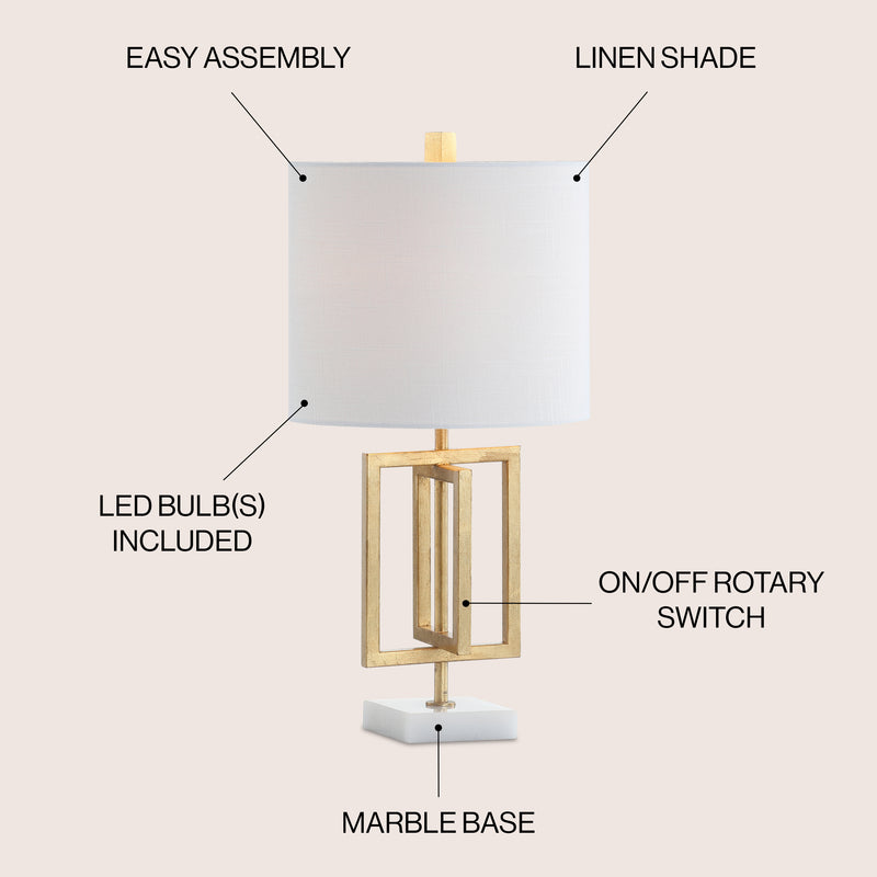 Anya 20.25" Metal/Marble LED Table Lamp