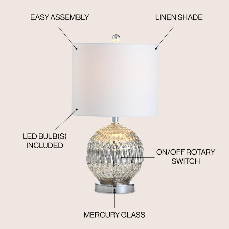 Krister 20.5" Glass/Metal LED Table Lamp - JONATHAN Y
