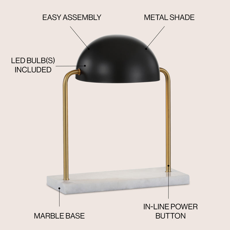Porter 13.5" Art Deco Dome Lamp with Marble Base - JONATHAN Y