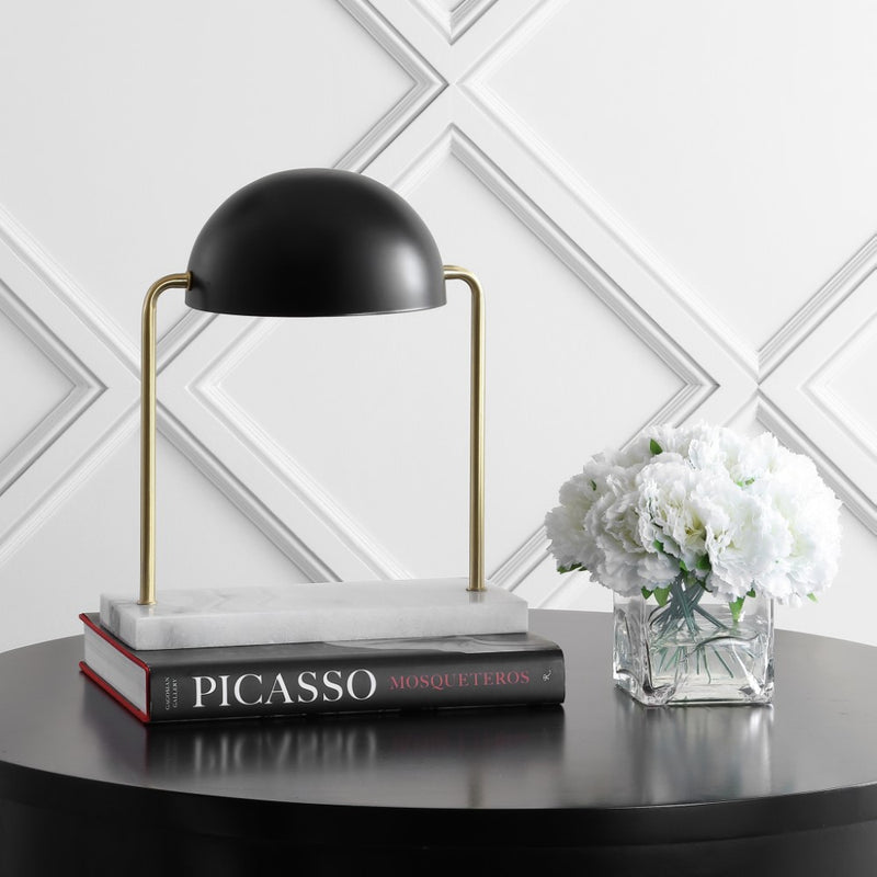 Porter 13.5" Art Deco Dome Lamp with Marble Base - JONATHAN Y