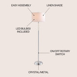 Mia 60.5" Crystal/Metal LED Floor Lamp