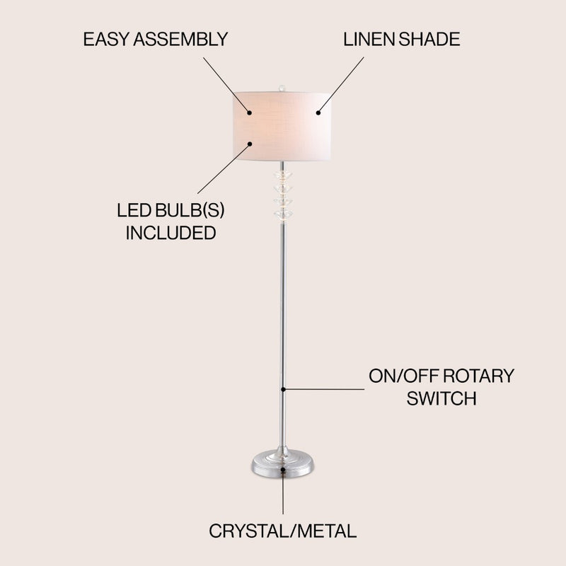 Mia 60.5" Crystal/Metal LED Floor Lamp