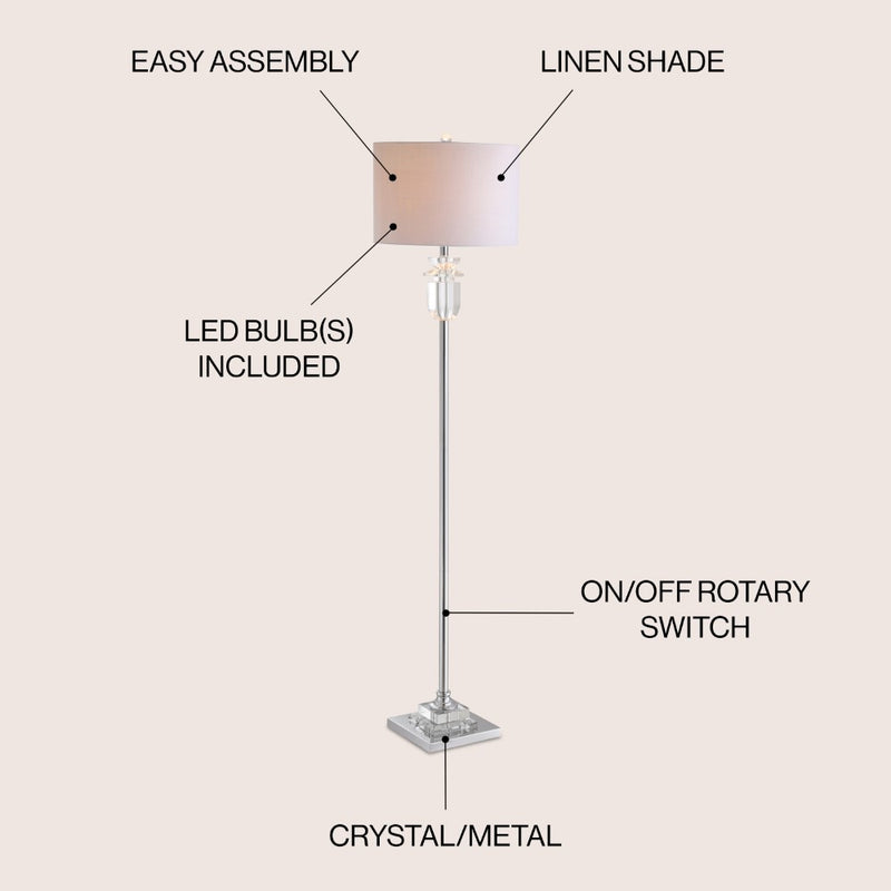 Aria 63" Crystal/Metal LED Floor Lamp