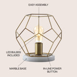 James 10" Metal/Marble LED Table Lamp - JONATHAN Y