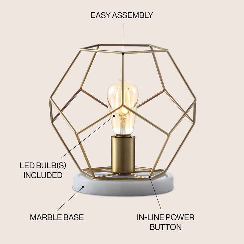 James 10" Metal/Marble LED Table Lamp - JONATHAN Y