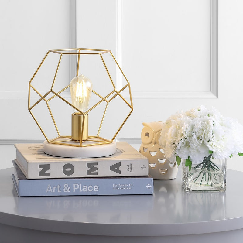 James 10" Metal/Marble LED Table Lamp - JONATHAN Y
