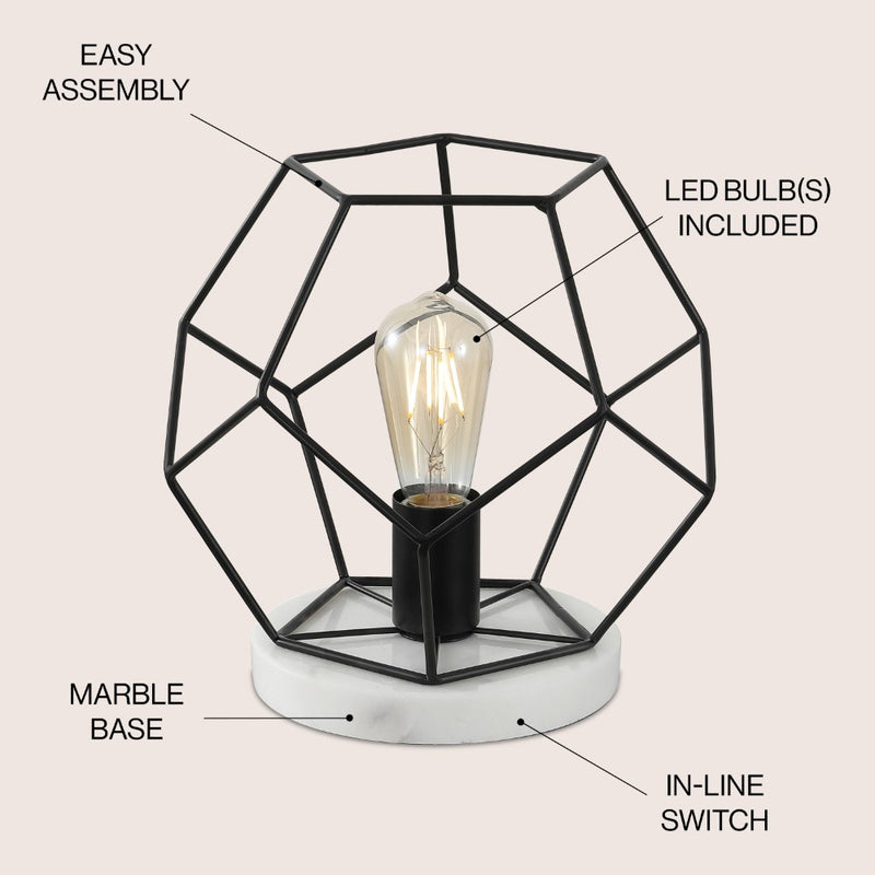 James 10" Metal/Marble LED Table Lamp - JONATHAN Y