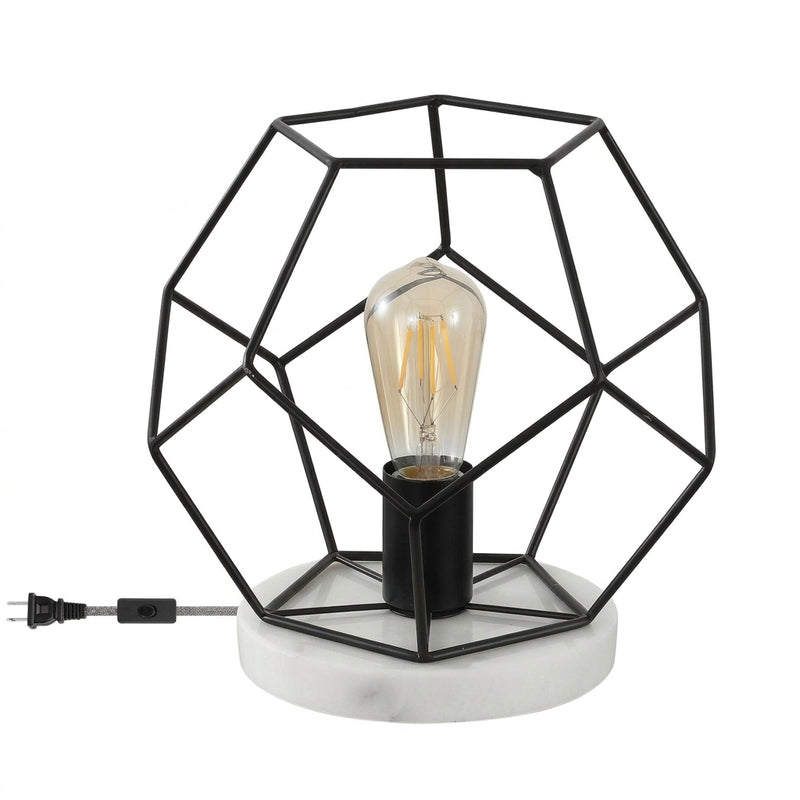 James 10" Metal/Marble LED Table Lamp Black/White – OFF
