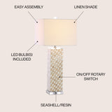 Daniel 30.5" Seashell/Crystal LED Table Lamp - JONATHAN Y
