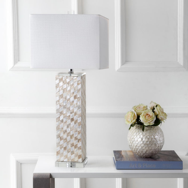 Daniel 30.5" Seashell/Crystal LED Table Lamp - JONATHAN Y