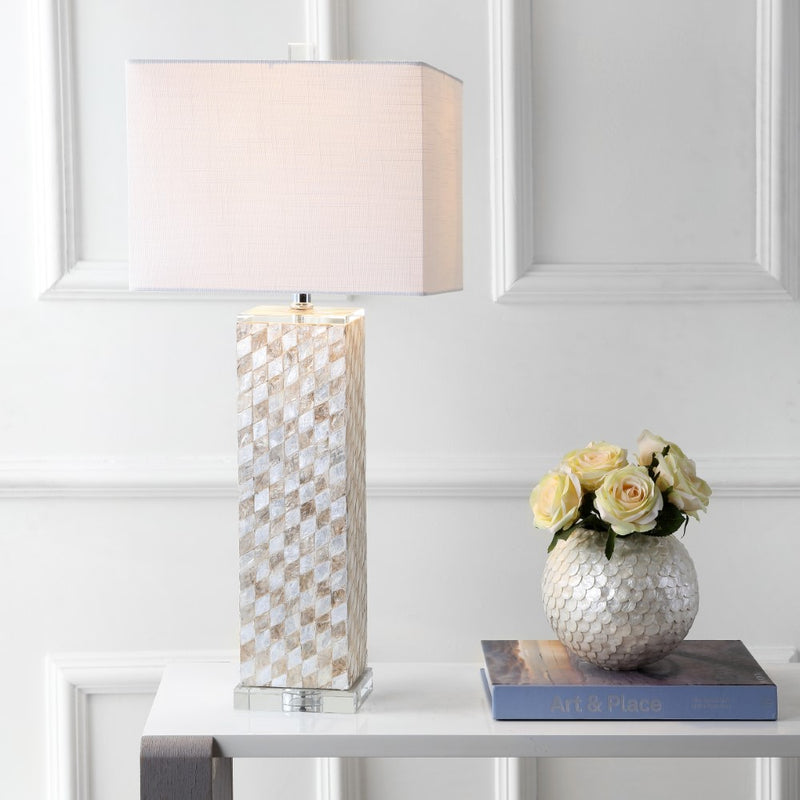 Daniel 30.5" Seashell/Crystal LED Table Lamp - JONATHAN Y