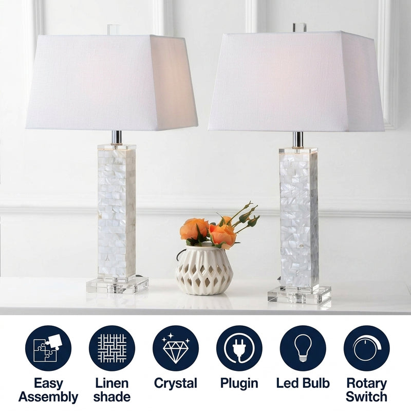 Noelle 28.5" Seashell LED Table Lamp Set 2 White (Set of 2) – ICONS
