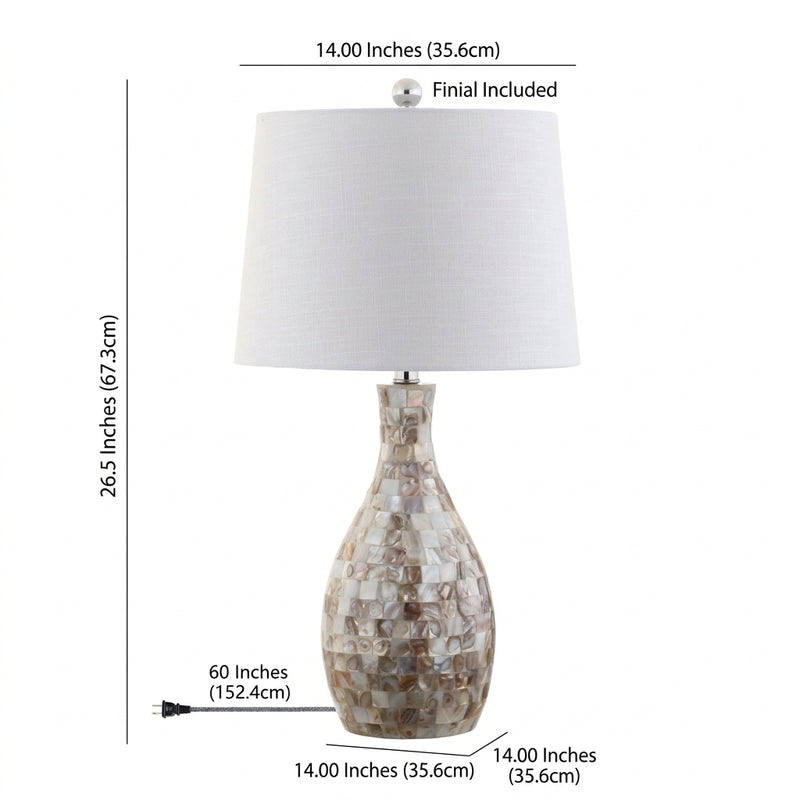 Verna 26.5" Seashell LED Table Lamp Ivory/Beige – DIM
