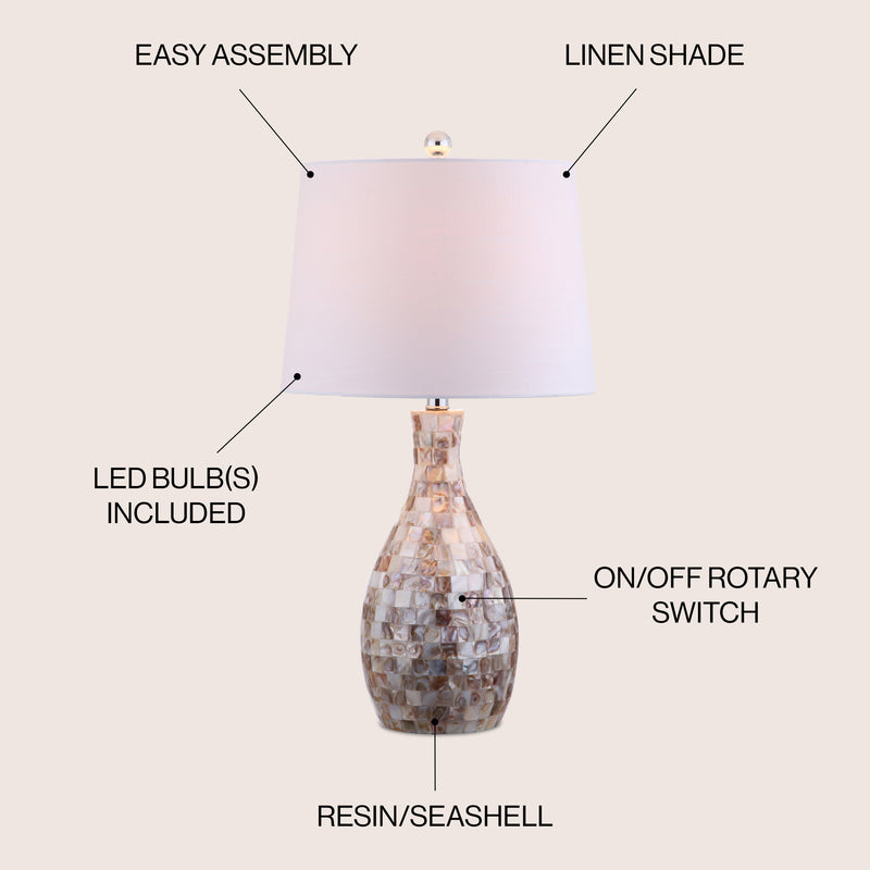 Verna 26.5" Seashell LED Table Lamp - JONATHAN Y