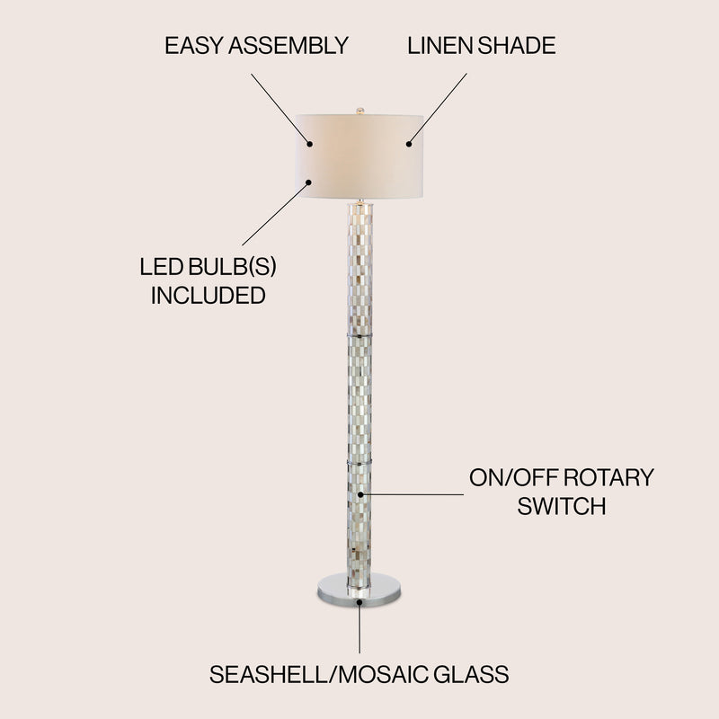 Liam 63.5" Seashell Mosaic LED Floor Lamp - JONATHAN Y