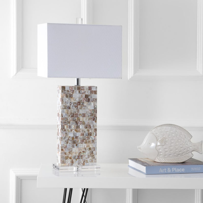 Cannon 29" Seashell and Crystal LED Table Lamp - JONATHAN Y