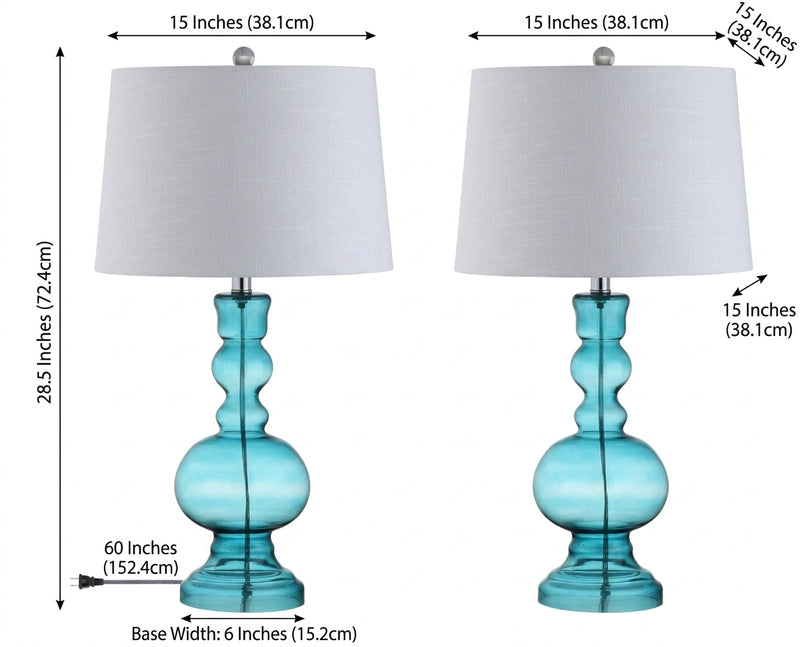 Genie 28.5" Glass LED Table Lamp Set 2 Aqua (Set of 2) – DIM