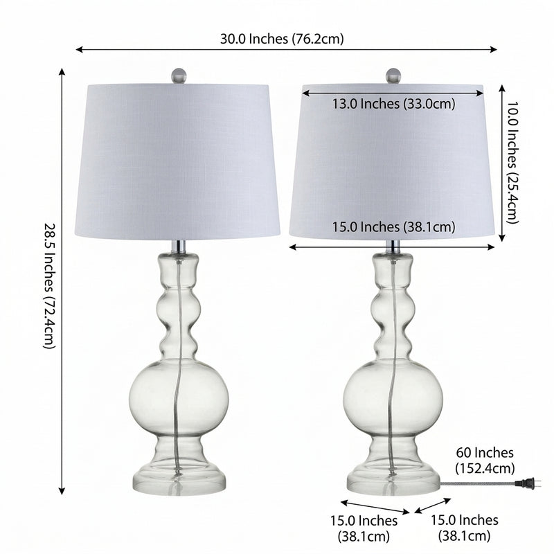 Genie 28.5" Glass LED Table Lamp Set 2 Clear (Set of 2) – DIM