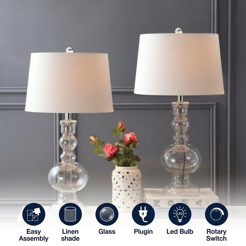 Genie 28.5" Glass LED Table Lamp Set 2 Clear (Set of 2) – ICONS