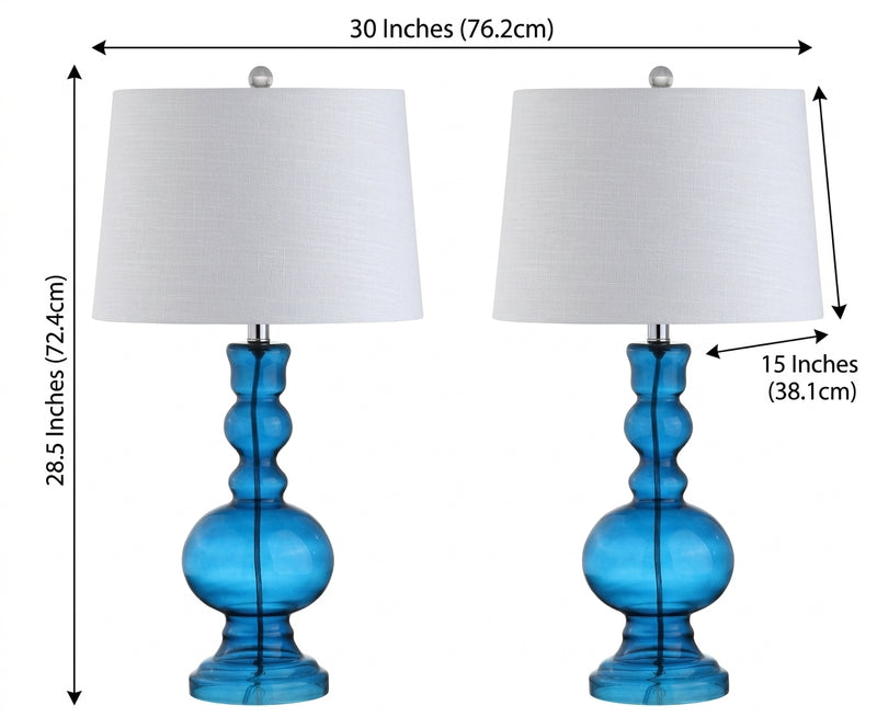 Genie 28.5" Glass LED Table Lamp Set 2 Night Blue (Set of 2) – DIM