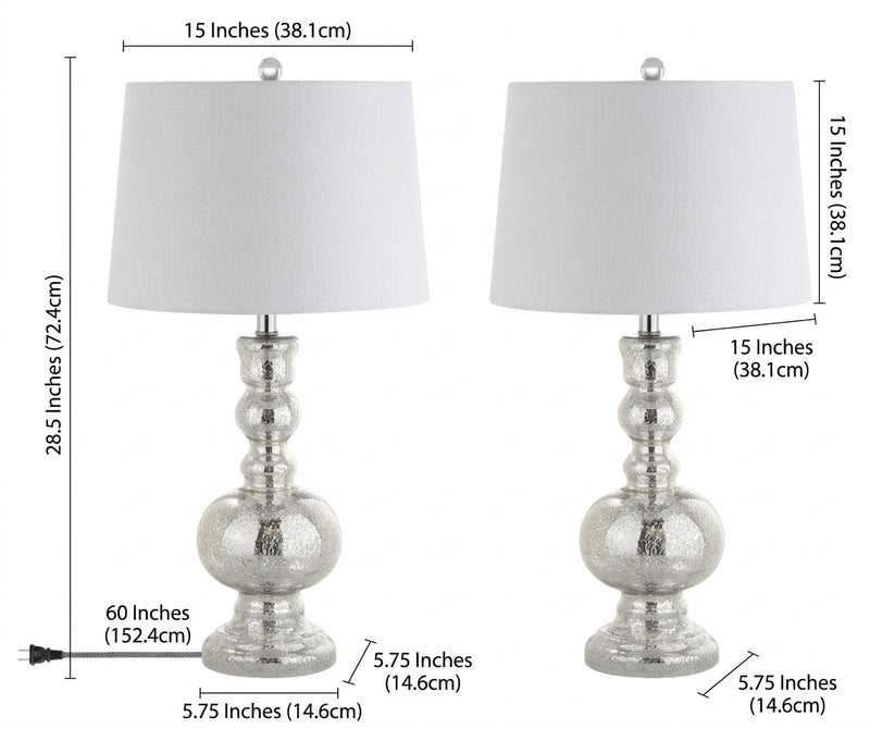 Genie 28.5" Glass LED Table Lamp Set 2 Mercury Silver (Set of 2) – DIM