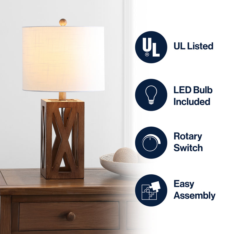 Stewart 21.5" Wood LED Table Lamp