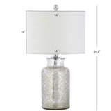 Emilia 24.5" Trellis Pattern Glass LED Table Lamp - JONATHAN Y