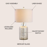 Emilia 24.5" Trellis Pattern Glass LED Table Lamp - JONATHAN Y