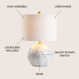 Luna 21.5" Faux Marble Resin LED Table Lamp - JONATHAN Y