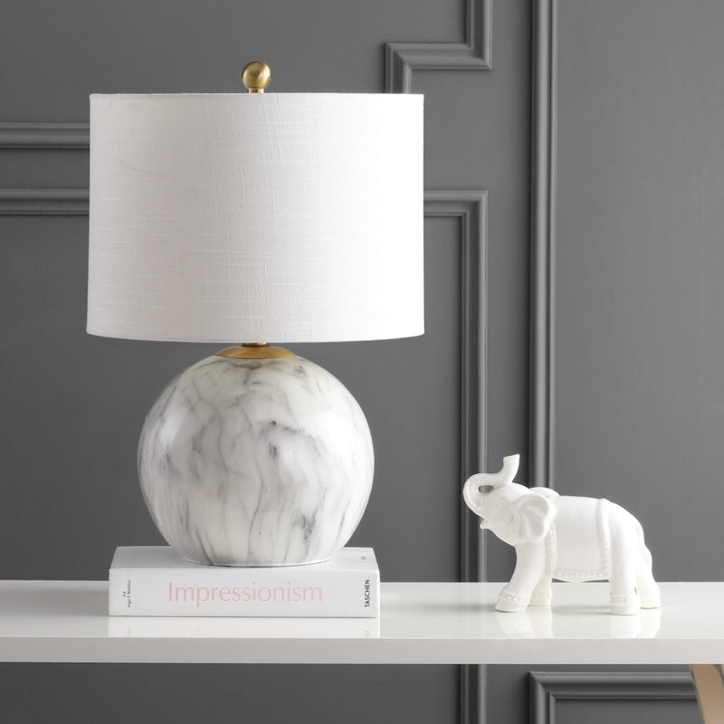 Luna 21.5" Faux Marble Resin LED Table Lamp - JONATHAN Y