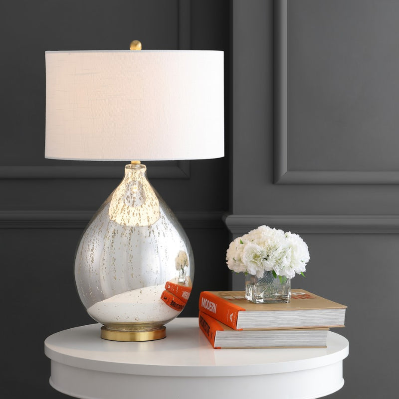 Sasha 30.75" Glass/Metal LED Table Lamp - JONATHAN Y