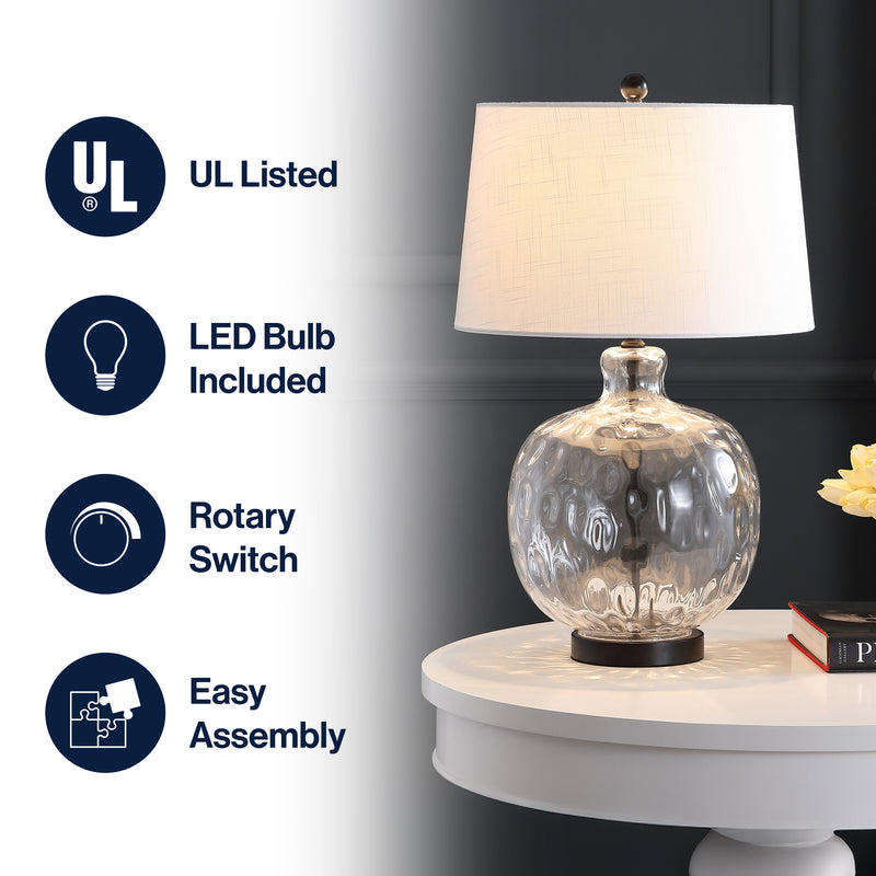 Rae 26.5" Glass/Metal LED Table Lamp