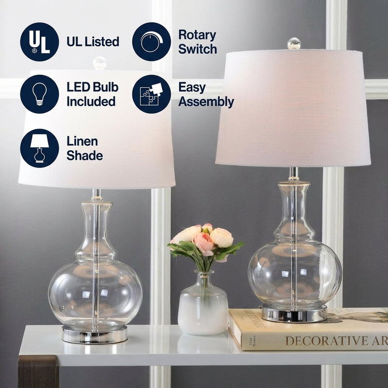 Lavelle 25" Glass LED Table Lamp Set 2 Clear/Chrome (Set of 2) – ICONS