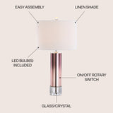 Edward 27" Glass/Crystal LED Table Lamp - JONATHAN Y