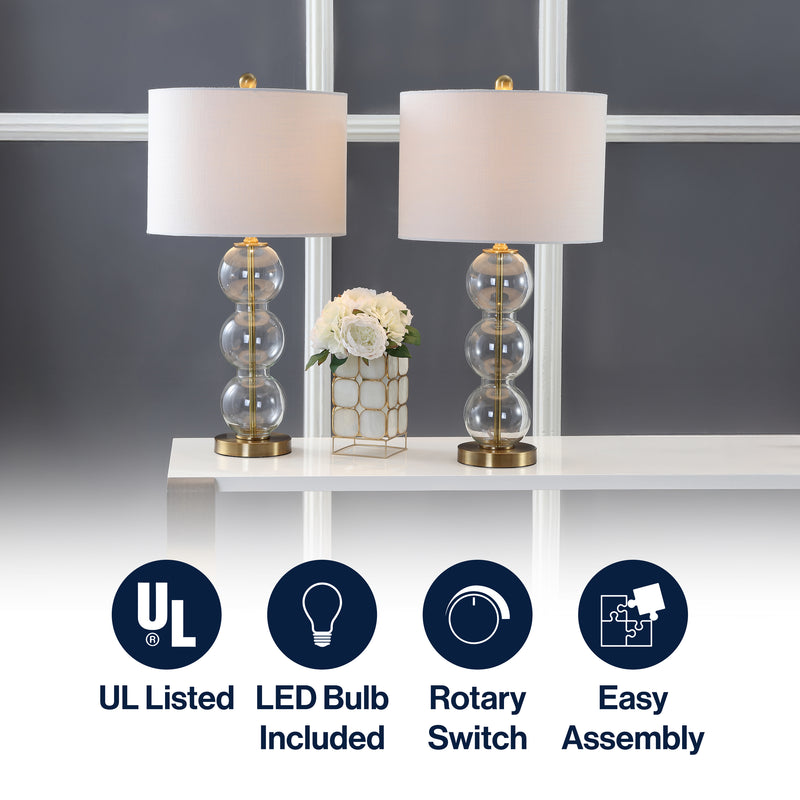 Bella 27" Glass Triple Sphere LED Table Lamp Set 2