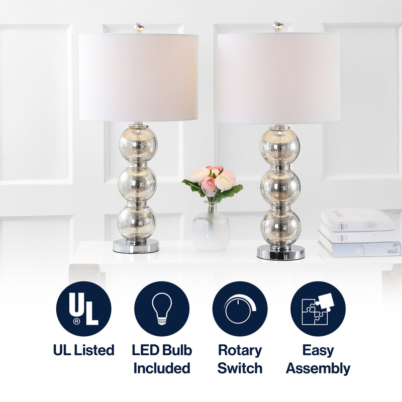Bella 27" Glass Triple Sphere LED Table Lamp Set 2