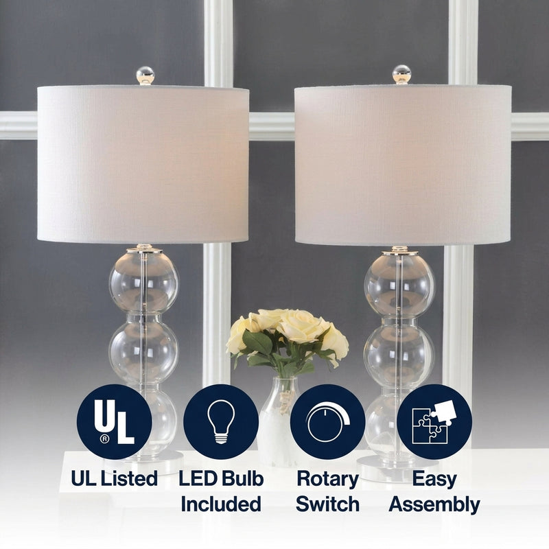 Bella 27" Glass Triple Sphere LED Table Lamp Set 2 Clear/Chrome (Set of 2) – ICONS