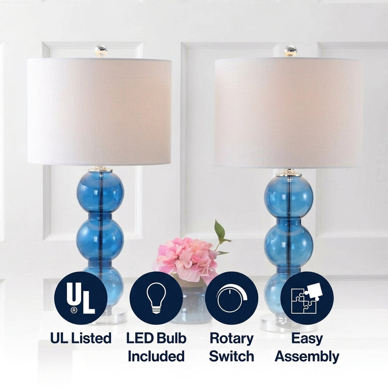 Bella 27" Glass Triple Sphere LED Table Lamp Set 2 Cobalt Blue/Chrome (Set of 2) – ICONS