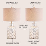 Alvord 24.5" LED Glass Table Lamp Set 2