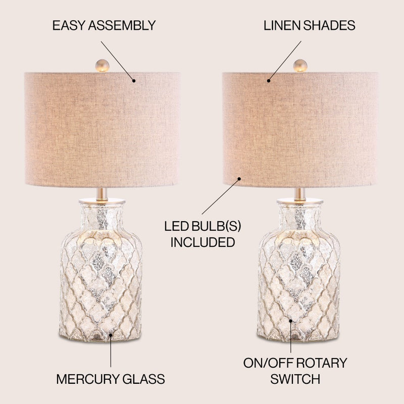 Alvord 24.5" LED Glass Table Lamp Set 2