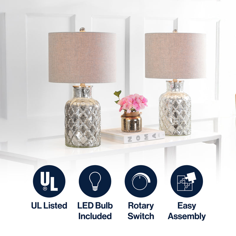 Alvord 24.5" LED Glass Table Lamp Set 2