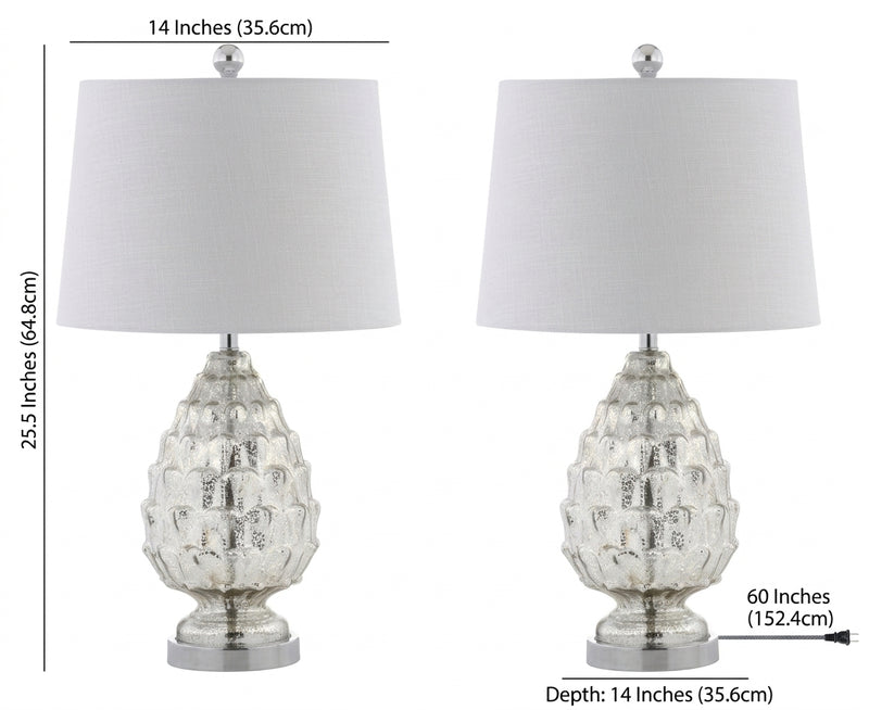 Artichoke 25.5" Glass LED Table Lamp Set 2 Mercury Silver (Set of 2) – DIM